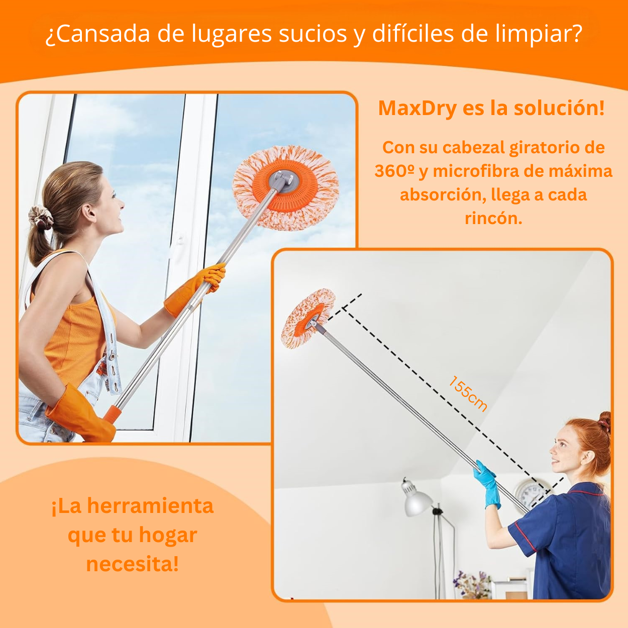 MaxDry | Mopa 360º de máxima absorción y limpieza